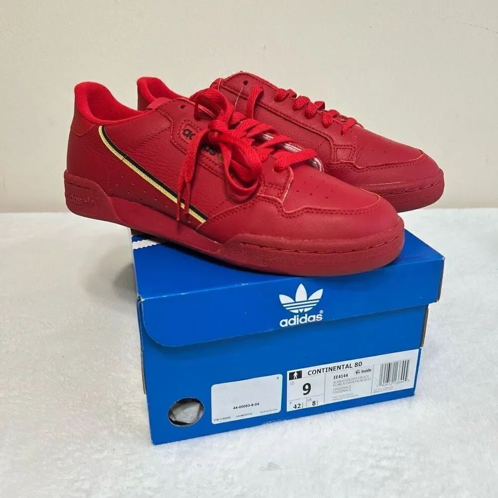 Adidas Red Continental 80 Lace Up Sneakers 9 Men NEW